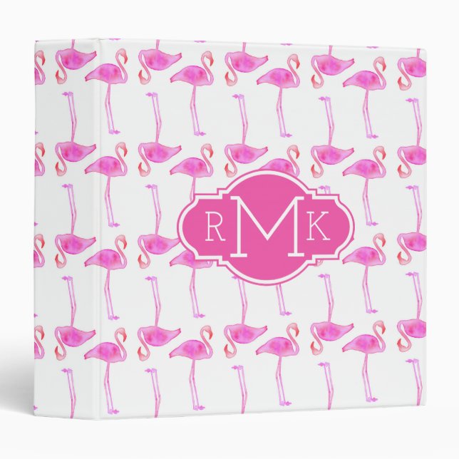 Pink Flamingo Pattern | Monogram Binder (Front/Spine)