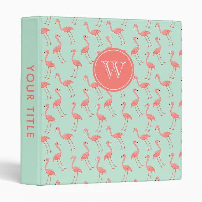 Pink Flamingo Pattern | Monogram Binder (Front/Spine)