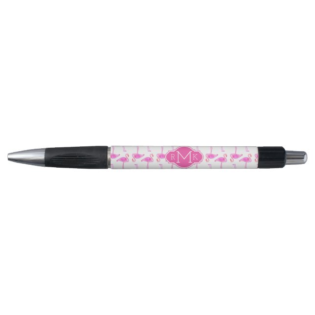 Pink Flamingo Pattern | Monogram Pen (Front)