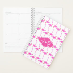 Pink Flamingo Pattern   Monogram Planner