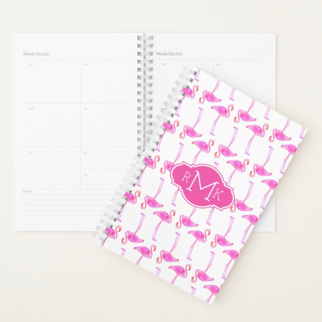 Pink Flamingo Pattern | Monogram Planner (Display)