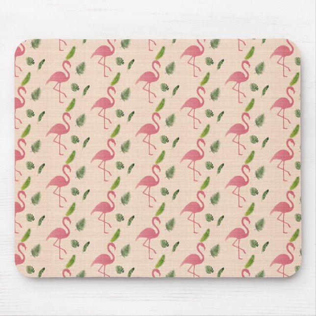 Pink Flamingo Pattern Mouse Pad (Front)