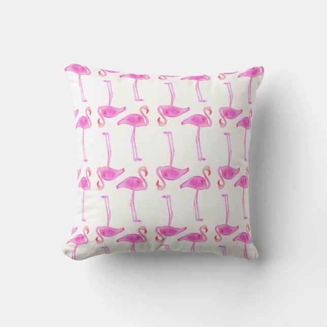 Pink Flamingo Pattern Throw Pillow (Front)