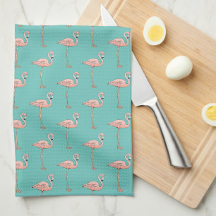 Pink Flamingo Pattern Tropical Retro Pick Color Kitchen Towel