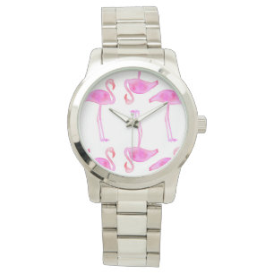 Pink Flamingo Pattern Watch