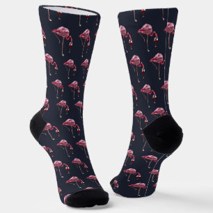 Pink Flamingo Pattern Wine Drinker Funny Novelty Socks