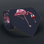 Pink Flamingo Pattern Wine Drinker Funny Novelty Tie<br><div class="desc">Pink Flamingo Pattern Wine Drinker Funny Novelty neck tie. Add your name or message by clicking on the "Personalize" button above</div>