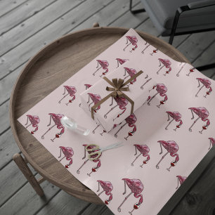 Pink Flamingo Pattern Wine Drinker Funny Wrapping Paper