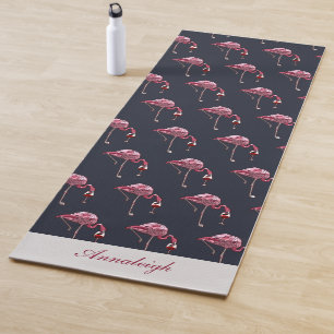 Pink Flamingo Pattern Wine Drinker Novelty Yoga Mat