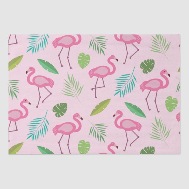Pink flamingo pattern with tropical leaves   tissue paper (Front)