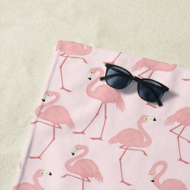 PINK FLAMINGO PATTERNS BEACH TOWEL (In Situ)