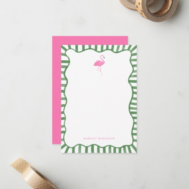 Pink Flamingo Personal Stationery Note cards (Front/Back In Situ)