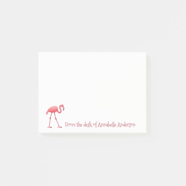 Pink Flamingo Personalize Post-it Notes (Front)