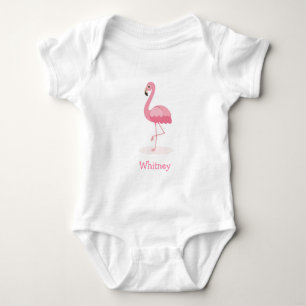 Pink Flamingo Personalized Baby Bodysuit