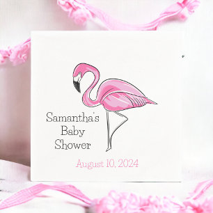 Pink Flamingo Personalized Baby Shower Napkin