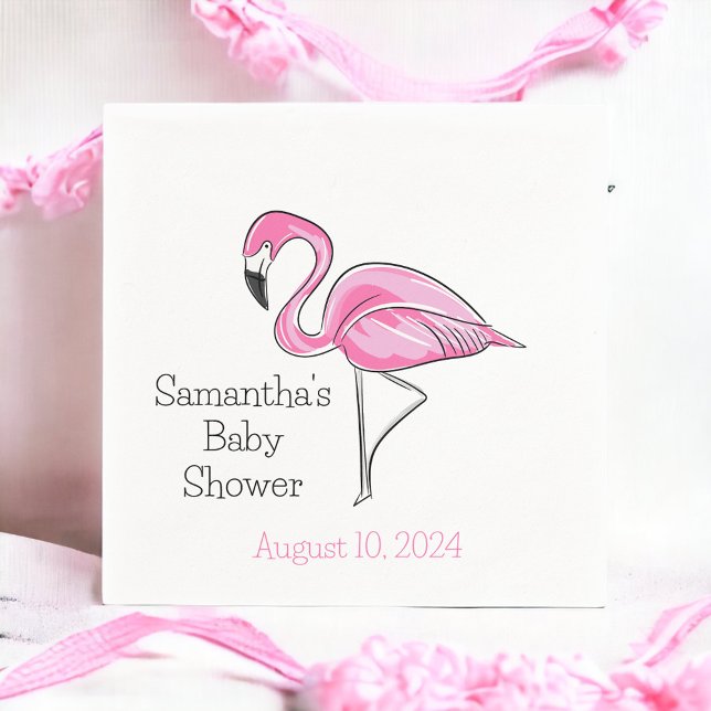 Pink Flamingo Personalized Baby Shower Napkin (Creator Uploaded)