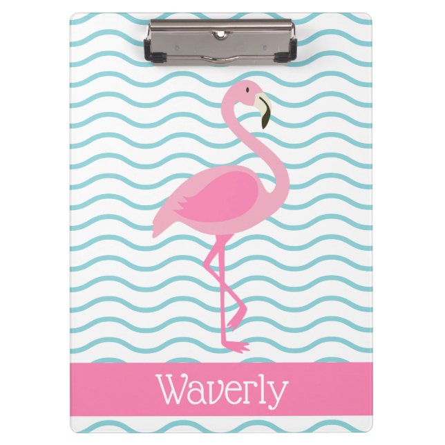 Pink Flamingo Personalized Clipboard (Front)