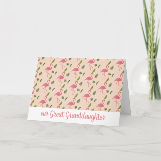 Pink Flamingo Personalized Girly Custom  Card (Front)