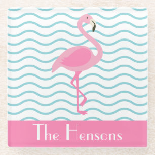Pink Flamingo Personalized Paper Coasters