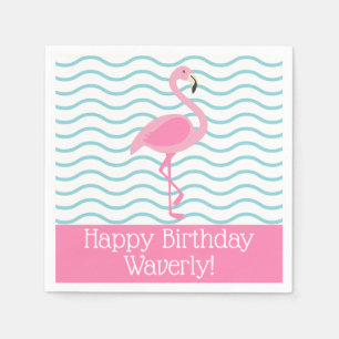 Pink Flamingo Personalized Party Napkins