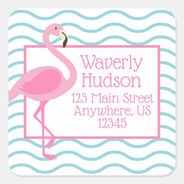 Pink Flamingo Personalized Return Address Labels (Front)