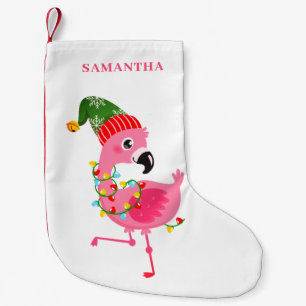 Pink Flamingo Personalized  Small Christmas Stocking