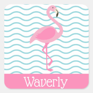Pink Flamingo Personalized Stickers