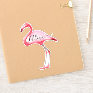 Pink Flamingo personalized your name sticker