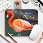Pink Flamingo Photo Dare To Be Different Script Mouse Pad<br><div class="desc">I love how flamingos stand out from all other birds. “Dare to be different” whenever you use this stylish, stunning photography mousepad of a bright orange pink flamingo sunning itself on a warm summer’s day. Makes a great gift for someone special! You can easily personalize this mousepad and can delete...</div>