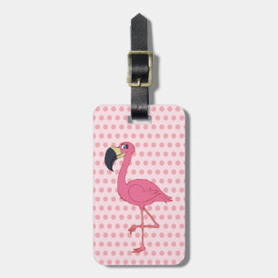 Pink Flamingo Polka Dots Luggage Tag