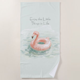 Pink Flamingo Pool Enjoy the Litttle Things Beach Towel