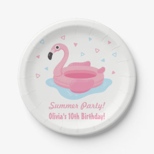 Pink Flamingo Pool Float Summer Party Plates