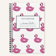 Pink Flamingo Pool Floaty Personalized Notebook
