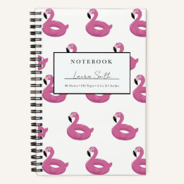 Pink Flamingo Pool Floaty Personalized Notebook