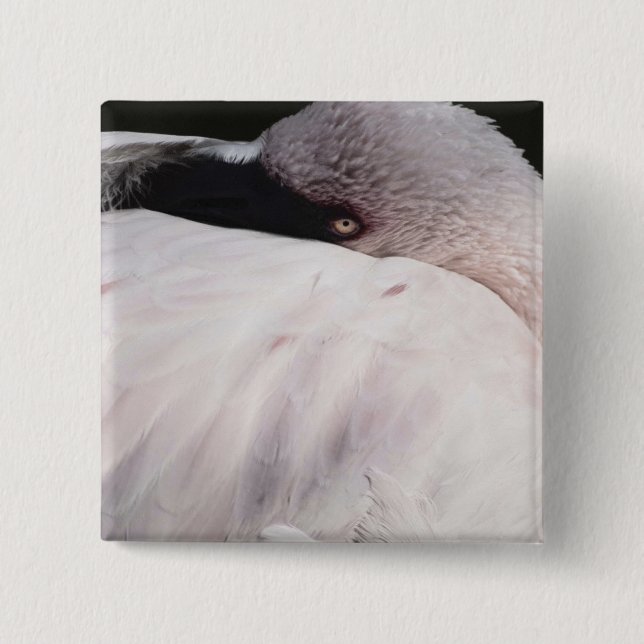 Pink Flamingo Portrait Drawing Effect Art 2 Inch Square Button (Front)