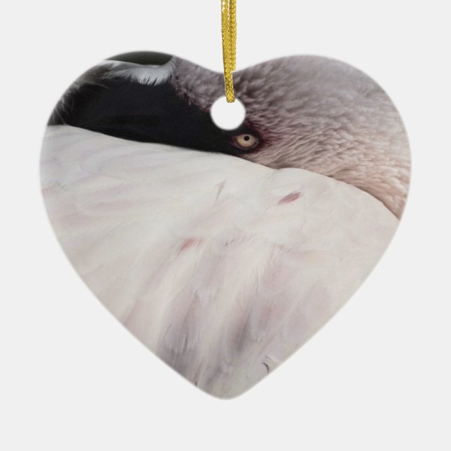 Pink Flamingo Portrait Drawing Effect Art Ceramic Ornament (Front)