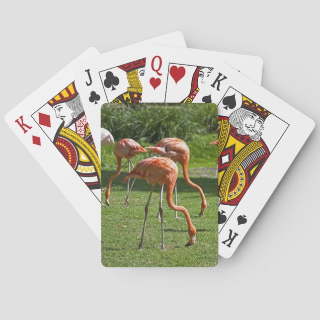 Pink Flamingo Portrait Drawing Effect Art Playing Cards (Back)