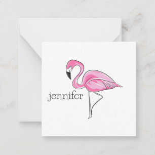 Pink Flamingo Preppy Personalized Card