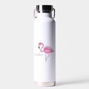 Pink Flamingo Preppy Personalized Water Bottle