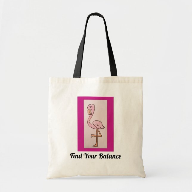 Pink Flamingo print Tote bag "Find your balance" (Front)