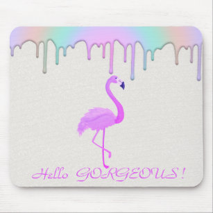Pink Flamingo,Rainbow Drips - Hello Gorgeous Mouse Pad