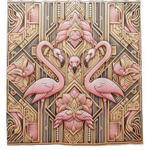 Pink Flamingo Retreat   Retro Art Deco Flamingoes