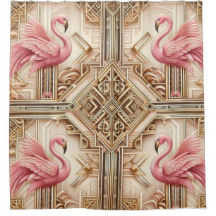 Pink Flamingo Retreat Retro Art Deco Flamingoes