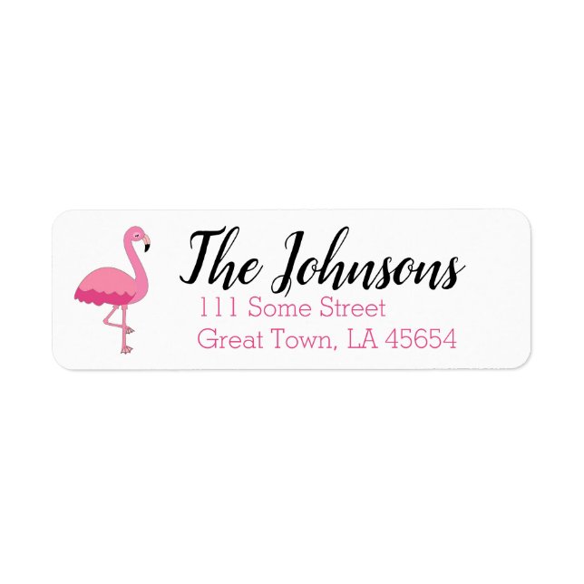 Pink Flamingo Return Address Labels Tropical (Front)