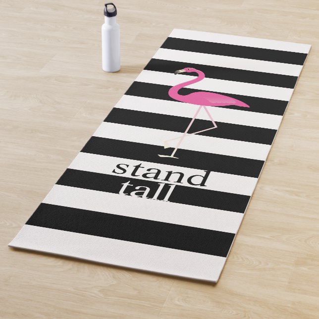 Pink Flamingo Reversible Striped Yoga Mat (In Situ)