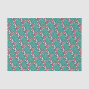 PINK FLAMINGO SANTA CHRISTMAS TISSUE PAPER
