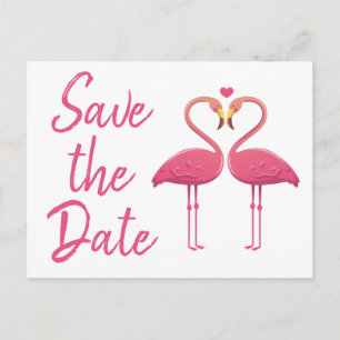 Pink Flamingo Save The Date Engagement Wedding Announcement Postcard