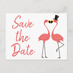 Pink Flamingo Save The Date Engagement Wedding Announcement Postcard