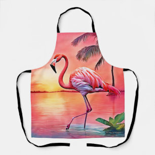 Pink Flamingo Scene Design Apron