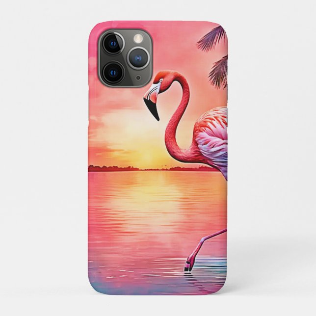 Pink Flamingo Scene Design Case-Mate iPhone Case (Back)